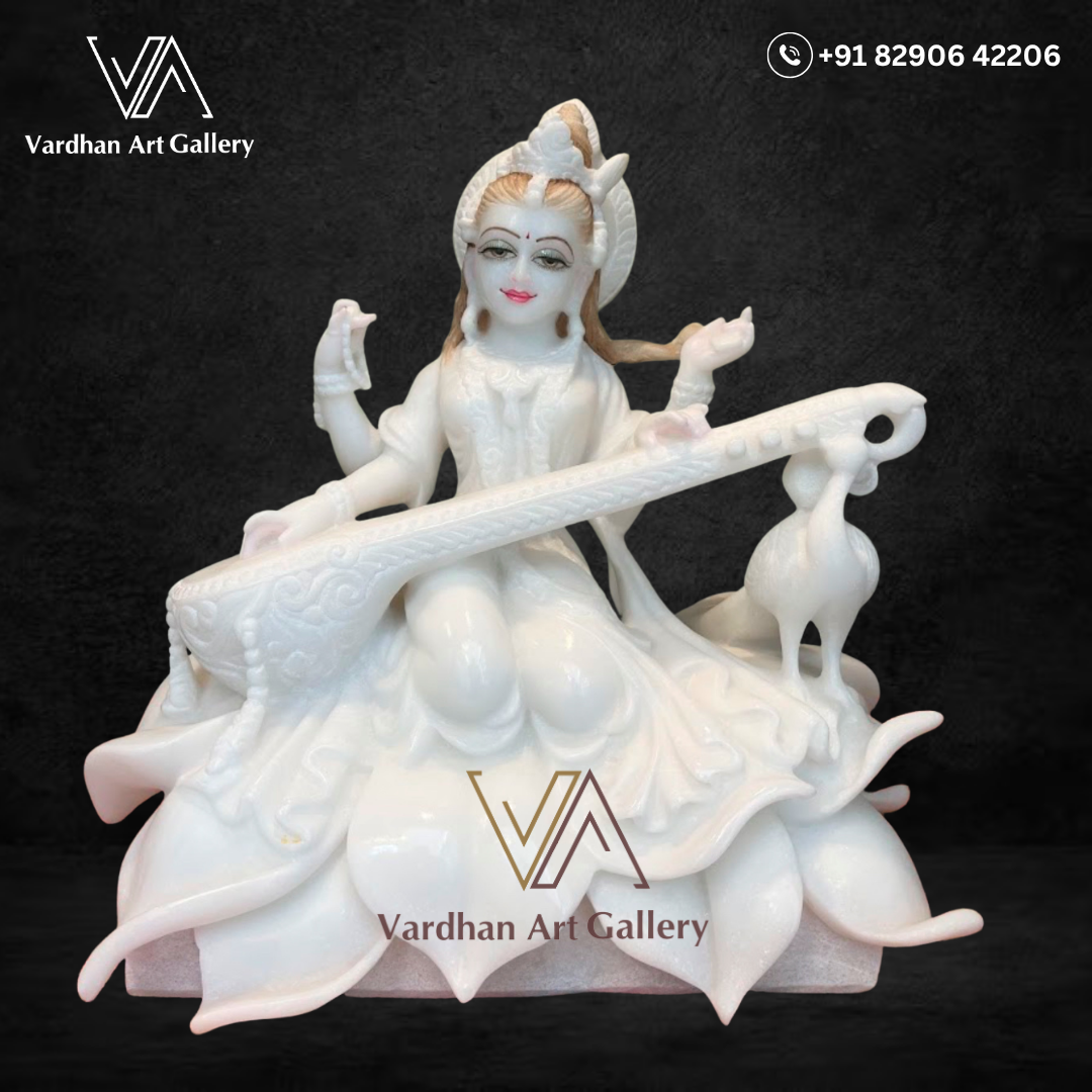 15” Saraswati Maa Idol || Sitting On Lotus